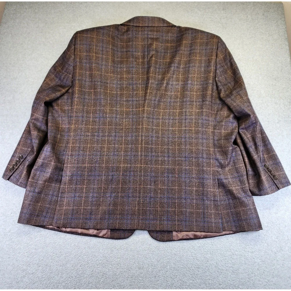 OAK HILL Premium Mens 54R Brown Plaid Reda Wool Sport Coat Suit Blazer